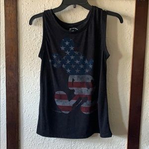 Disney Black Tank Top with American Flag Mickey